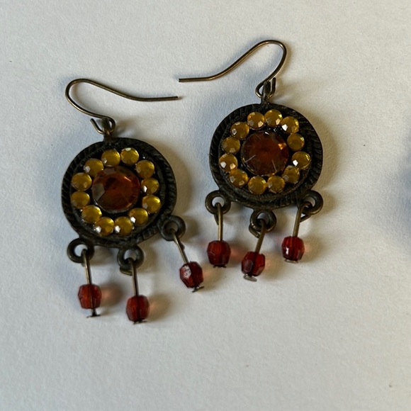 Vintage🗝️Yellow/Orange Beaded Short Necklace Set - Picture 7 of 8